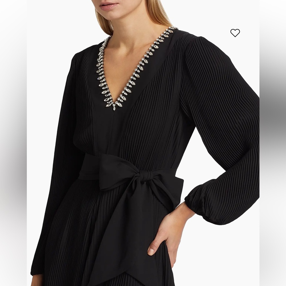 Milly Liv Embellished Pleated V-Neck Minidress - Picture 2 of 7